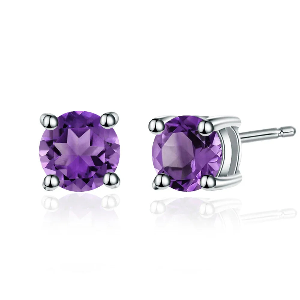 Gem's Ballet 5mm 1.28Ct Round Natural Red Garnet Gemstone Stud Earrings Genuine 925 Sterling Silver Fashion Jewelry for Women