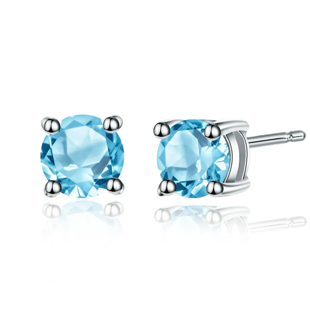 Gem's Ballet 5mm 1.28Ct Round Natural Red Garnet Gemstone Stud Earrings Genuine 925 Sterling Silver Fashion Jewelry for Women