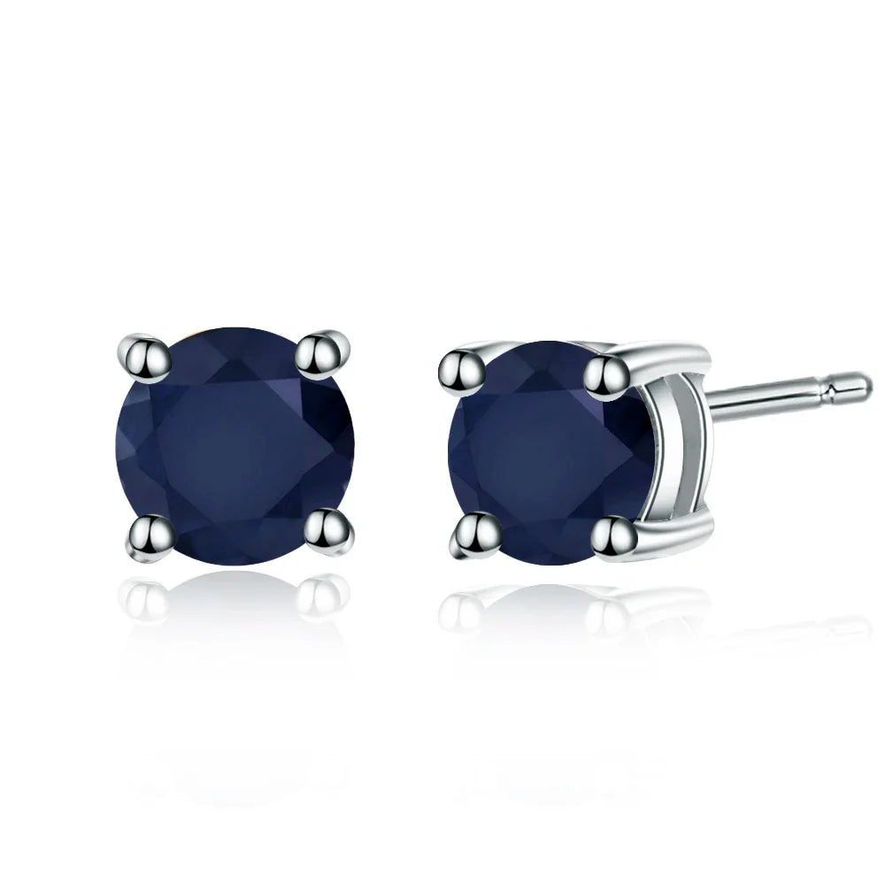 Gem's Ballet 5mm 1.28Ct Round Natural Red Garnet Gemstone Stud Earrings Genuine 925 Sterling Silver Fashion Jewelry for Women