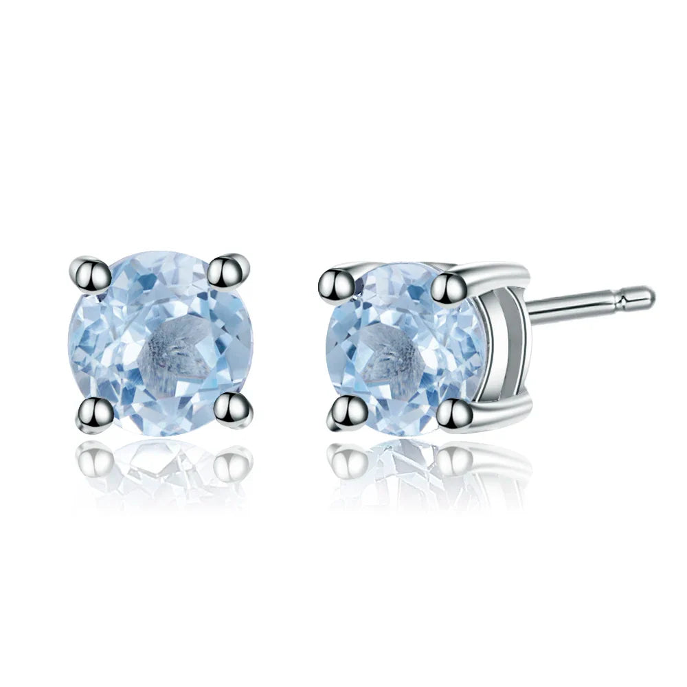 Gem's Ballet 5mm 1.28Ct Round Natural Red Garnet Gemstone Stud Earrings Genuine 925 Sterling Silver Fashion Jewelry for Women