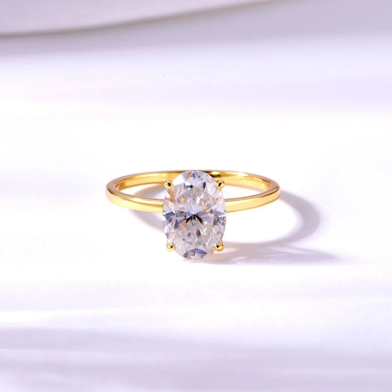 Classic S925 Sterling Silver 2.5CT Oval Moissanite Ring Fine Jewelry Plated with 18k Gold Suitable for Gift Giving Anniversary